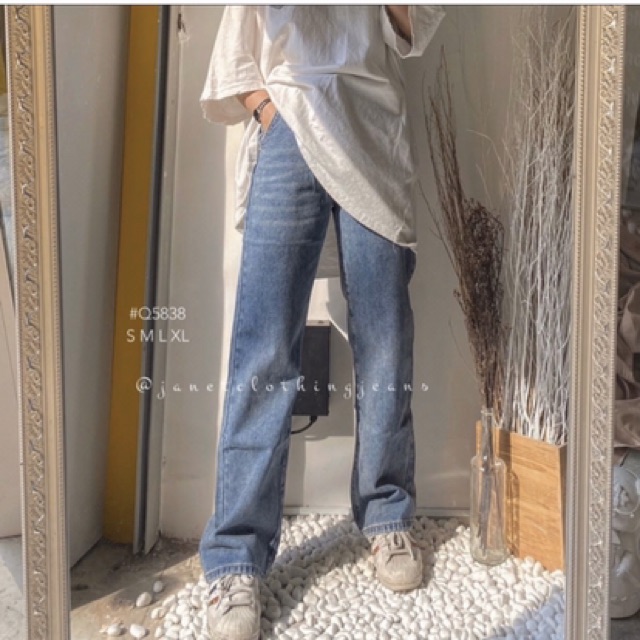 [Big Size] Quần Ống Rộng Dài Form To Chuẩn - Lưng Cao/TRƠN BASIC 2 MÀU SIÊU TÂY /Quần Jeans Size Đại