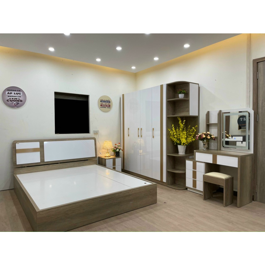 Combo giường tủ MDF cao cấp hàng sơn bóng đẹp