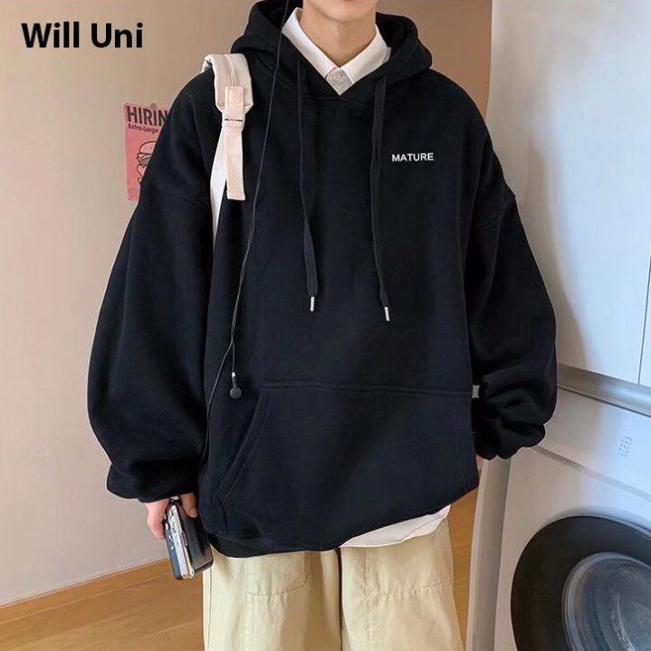 Áo Hoodie Unisex dây   trơn kiểu dáng basic, thiết kế form rộng đẹp, chất nỉ dày dặn phù hợp cho mùa thu đông