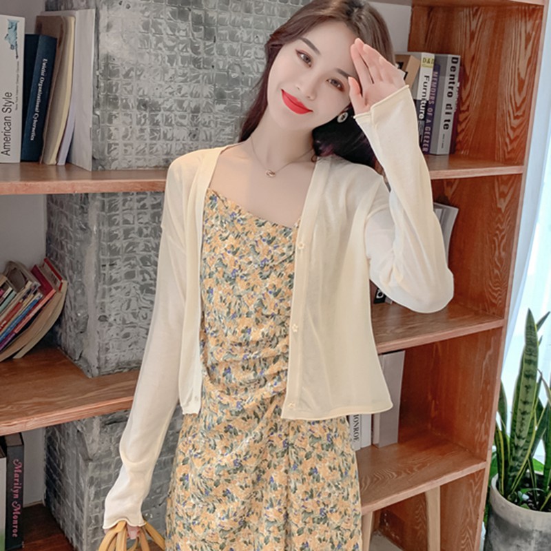 Áo khoác cardigan dệt kim chống nắng thời trang Hàn Quốc ngọt ngào cho nữ | BigBuy360 - bigbuy360.vn