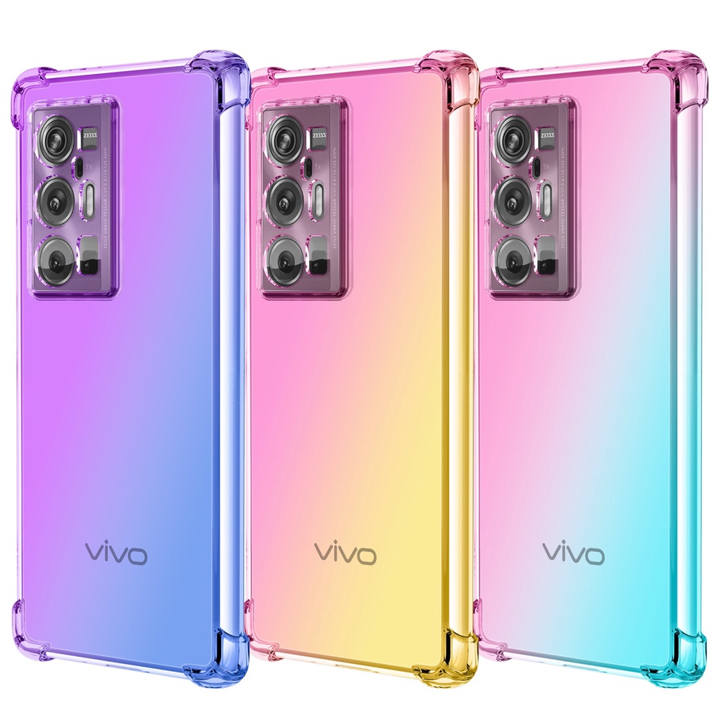 Ốp Điện Thoại Silicon Tpu Mềm Trong Suốt Màu Gradient Có Túi Khí Chống Sốc Cho Vivo X80 X70 X60 Pro Plus 5G