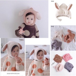 Mũ Tai Thỏ Chất Lông Cừu Mềm Ấm cho bé 6m - 3 tuổi