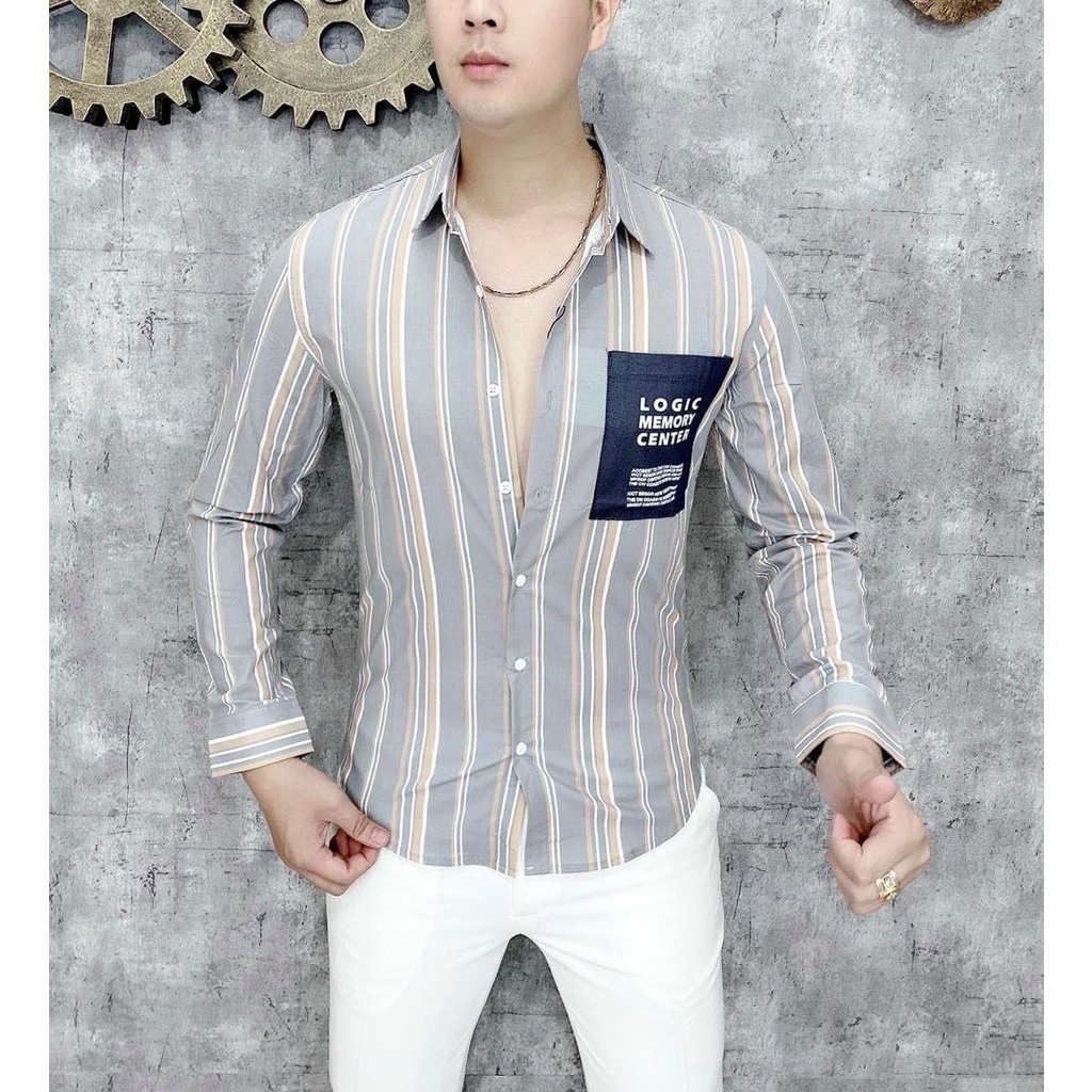 Áo sơ mi nam thêu con ong hàn quốc quá đẹp quá chất MS11