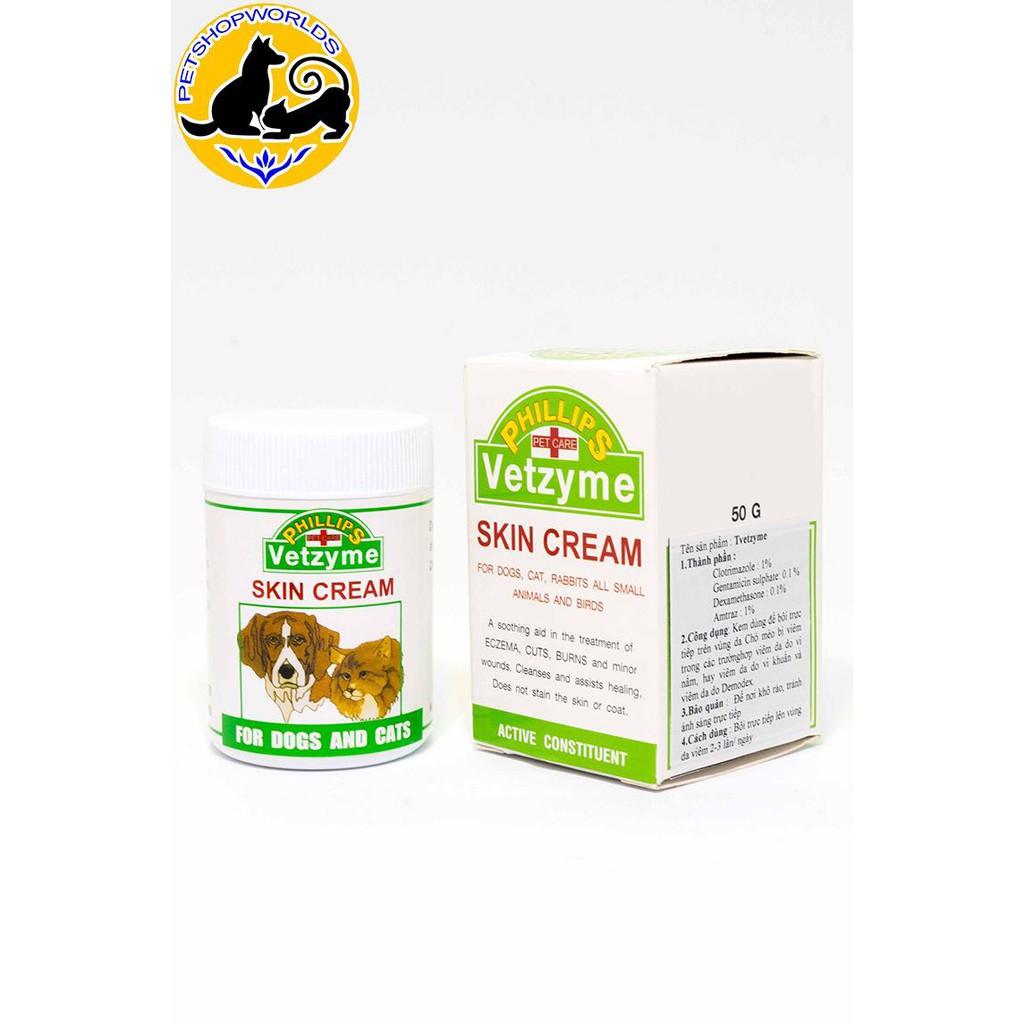 KEM BÔI ĐIỀU TRỊ VIÊM DA TRÊN CHÓ MÈO VETZYME SKIN CREAM