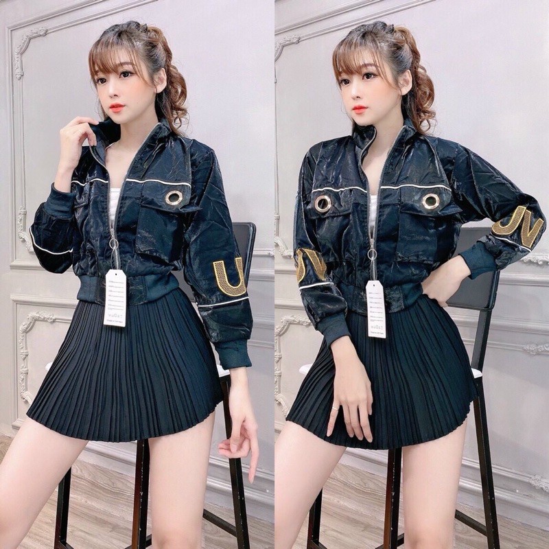 Áo khoác phi xà cừ,Áo khoác Coptop bomber nữ chất phi xà cừ 2 lớp freesize dưới 57kg