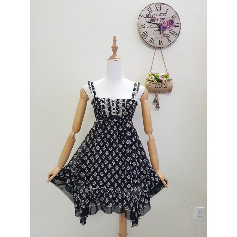 Đầm dây phối áo voan