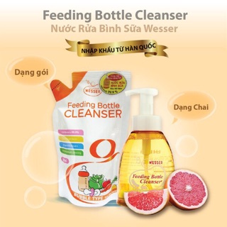 COMBO NƯỚC RỬA BÌNH SỮA 500ML + CAY CỌ BÌNH SỮA WESSER