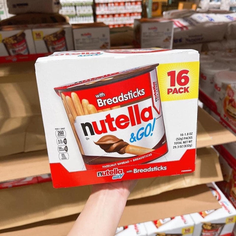 Bánh que chấm Socola Nutella 52g Mỹ - NUTELLA HAZELNUT WITH BREADSTICKS