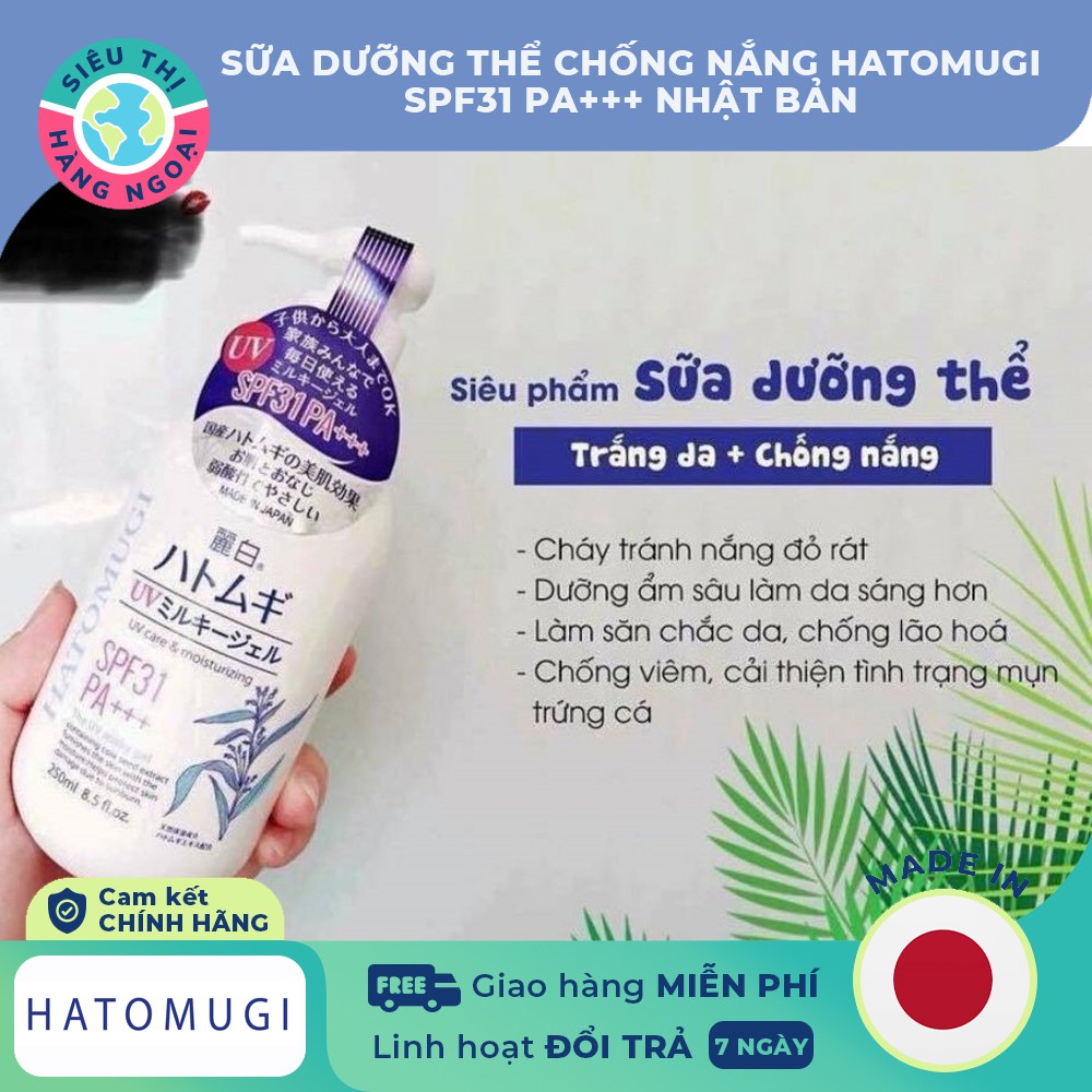 Sữa dưỡng thể chống nắng Hatomugi SPF31 PA+++[giúp chống lại tác hại của tia UV, ngăn ngừa nám, tàn nhang]