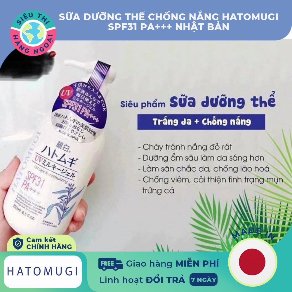 Sữa dưỡng thể chống nắng Hatomugi SPF31 PA+++[giúp chống lại tác hại của tia UV, ngăn ngừa nám, tàn nhang]