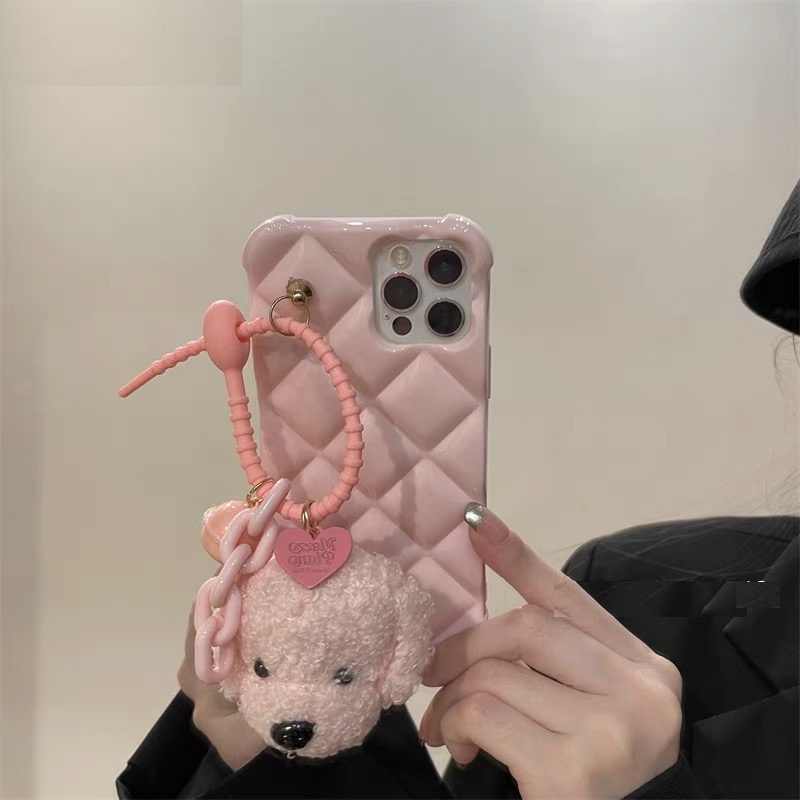 Ốp Điện Thoại TPU Mềm Hình Cún Bông Gắn Dây Xích Cho Iphone 14 13 12promax 11 pro max xs max xr x 7plus