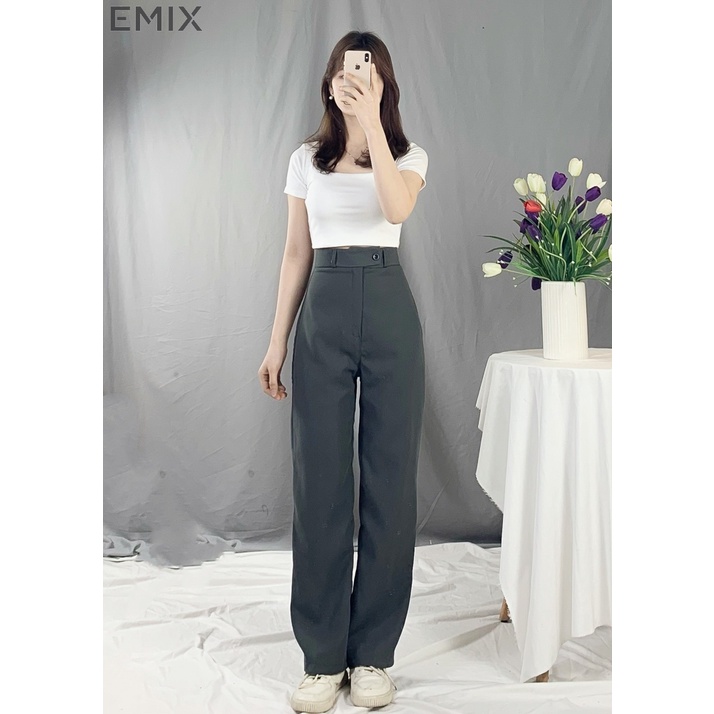 Quần tây nữ công sở 09 EMIX (5 màu), ống suông, dáng dài 100cm, vải tuyết mưa dày đẹp, không nhăn, cạp nhỏ, tôn dáng