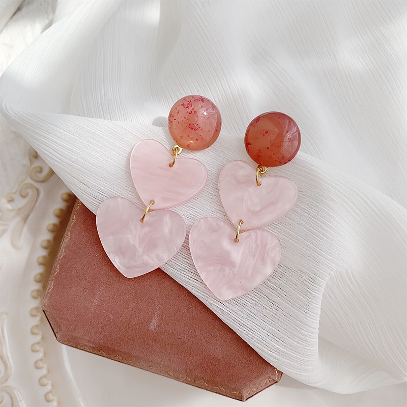 Khuyên tai kẹp không bấm lỗ chốt cố định K131 bằng hợp kim mạ vàng hình trái tim bigsize dáng dài Leous Accessories