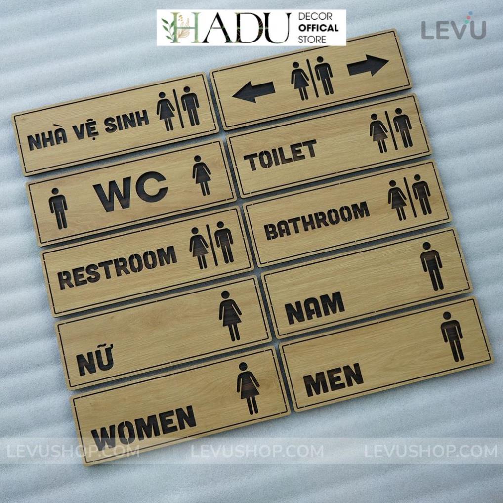 10 Mẫu bảng gỗ WC dán cửa nhà vệ sinh cao cấp có sẵn keo TL29 - HaduDecor