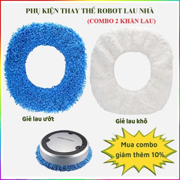 Combo 2 Cái Phụ kiện robot lau nhà giẻ lau, khăn lau thay thế robot hút bụi lau nhà JG-A8