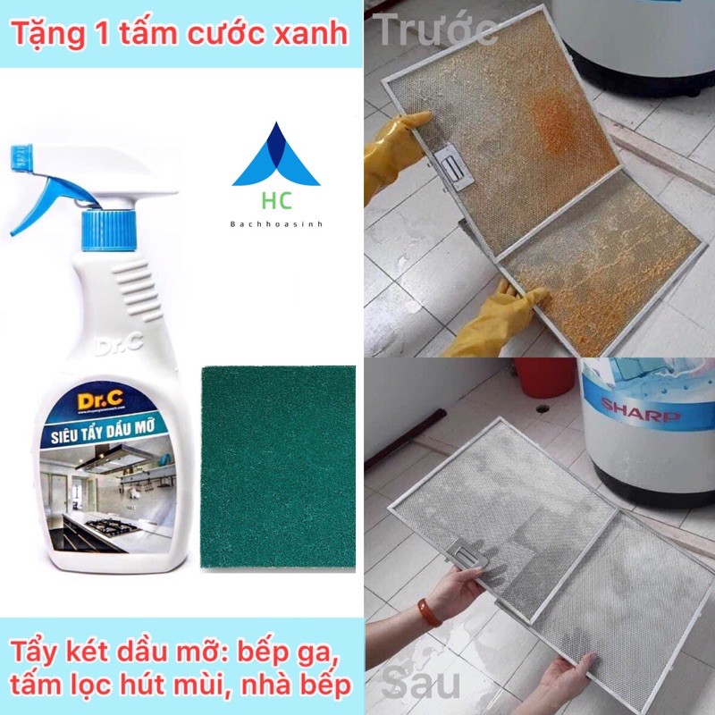 [SIÊU SALE][BẾP SẠCH ĐÓN TẾT] Dr.C Tẩy Sạch Dầu Mỡ, Nhọ Nồi Lâu ngày cho Xoong Chảo, Lưới Lọc Máy Hút Mùi 300ml