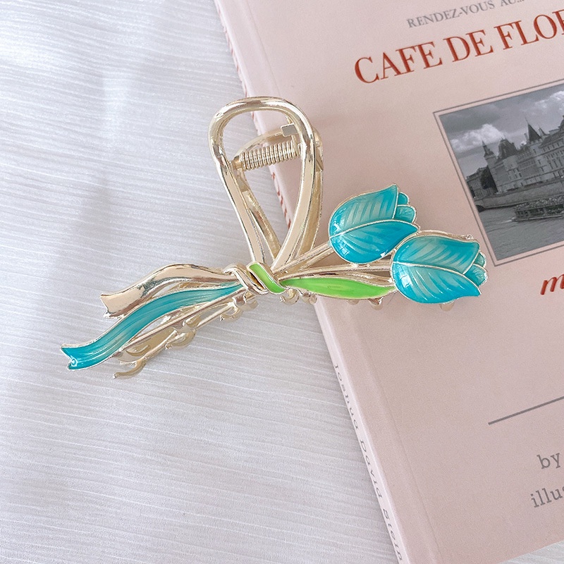 Kẹp Tóc Hình Hoa Tulip Bằng Kim Loại Thời Trang Mùa Hè Chất Lượng Cao