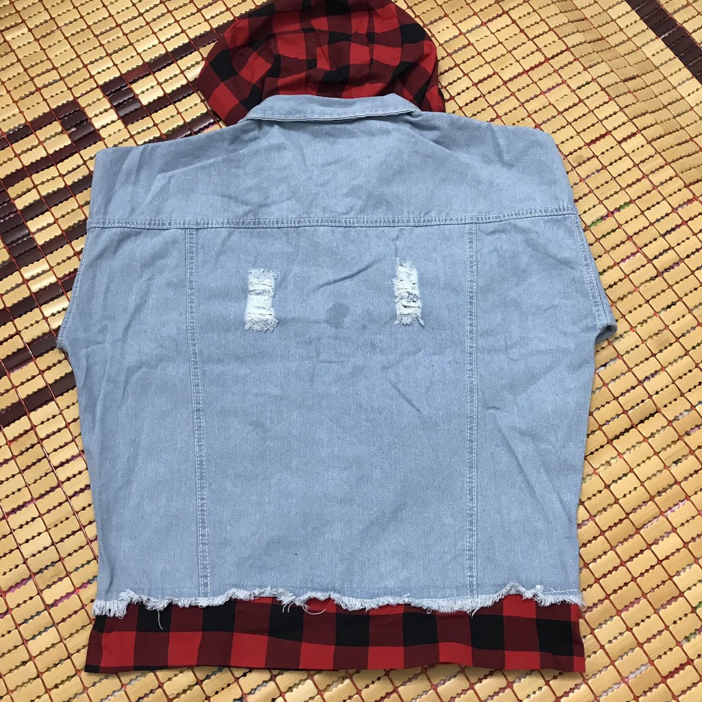 Áo Khoác Jean Nam Nữ Liền Mũ Đỏ Y Hình Ảnh Thật Đẹp Cao Cấp Hàng Loại 1 MINHANHSHOP, Áo Khoác Bò Nam | BigBuy360 - bigbuy360.vn