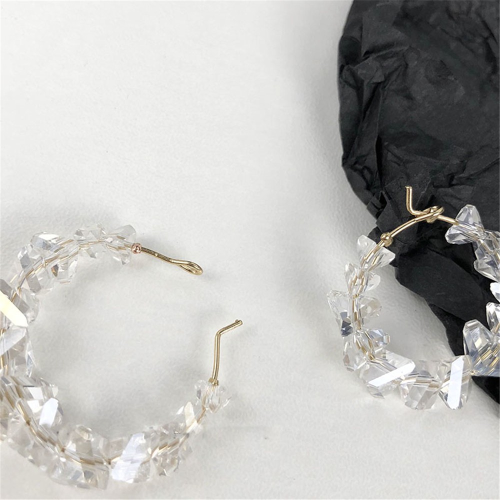 Bông tai tròn đính đá pha lê kiểu dáng đơn giản thời trang cho nữ