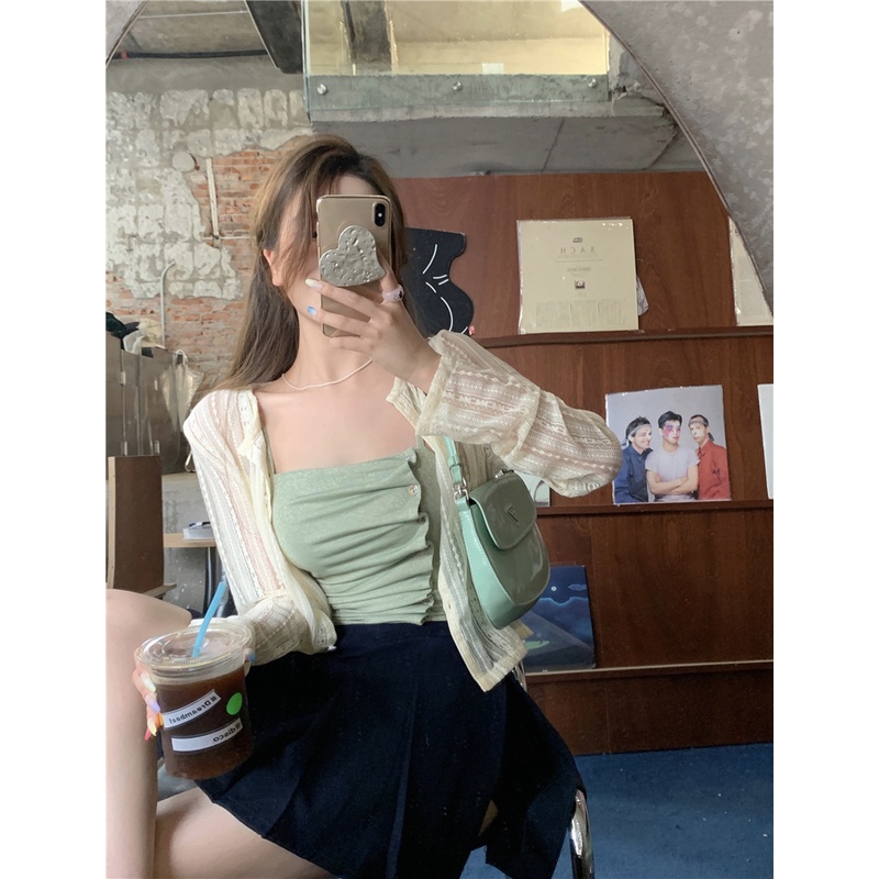 Áo Khoác Ren 35-80kg Aimeehouse Tay Dài Phối Ren Lưới Mỏng áo cardigan Thời Trang Quảng Châu