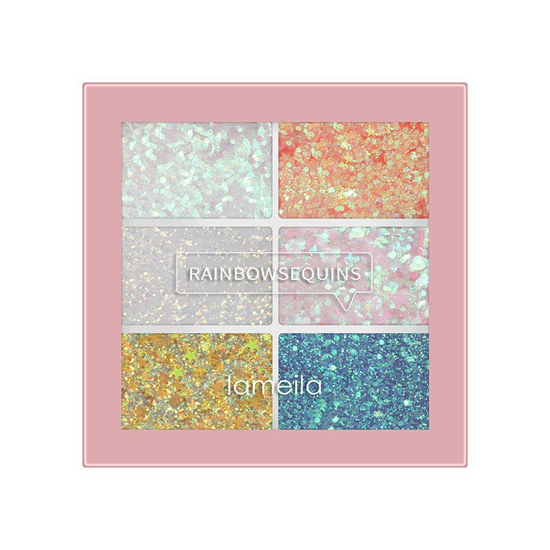 Hộp nhũ lấp lánh 6 ô màu Lameila Rainbow Sequins HT2