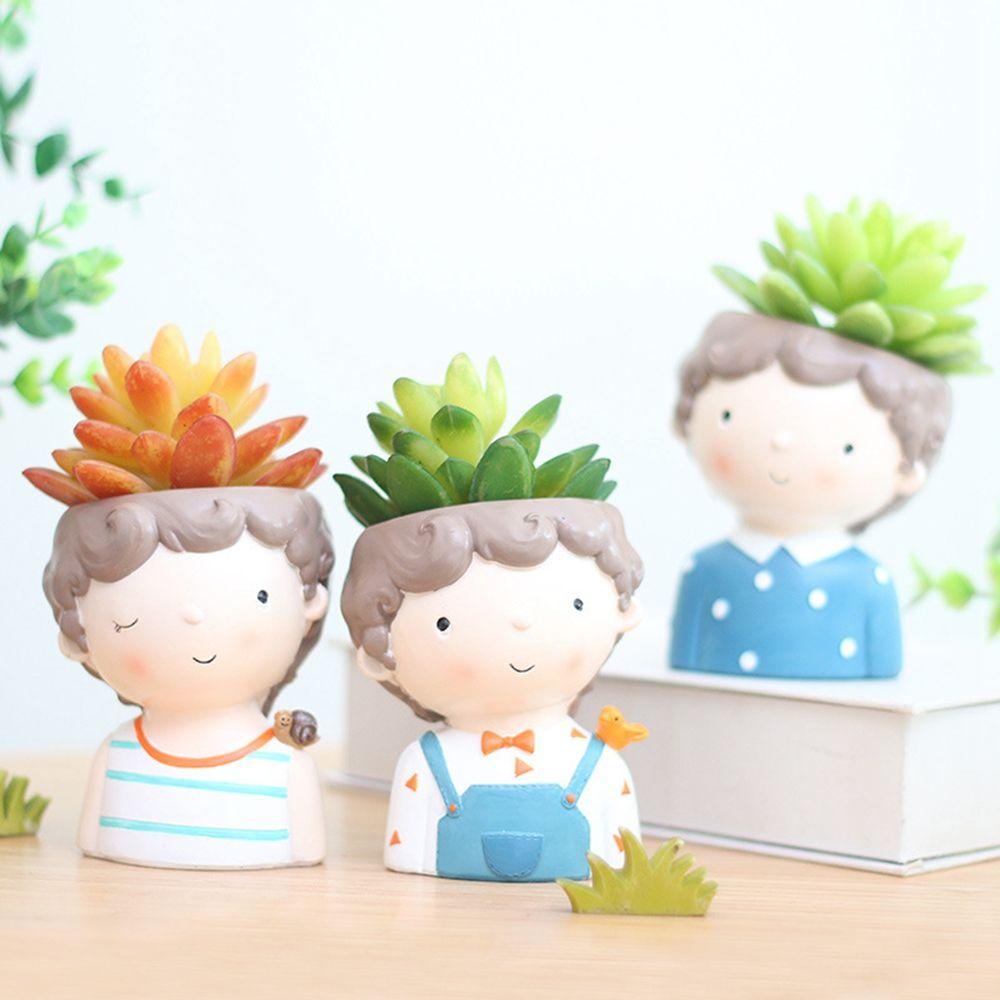 YIYU Chậu Cây Mini Bằng Resin Sáng Tạo Giá Đỡ