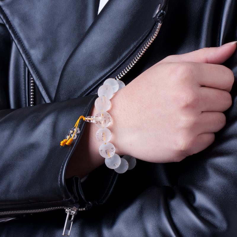 Vòng Tay Chuỗi Hạt Pha Lê Trắng Tự Nhiên Phong Cách Phật Giáo Cho Nam Và Nữ