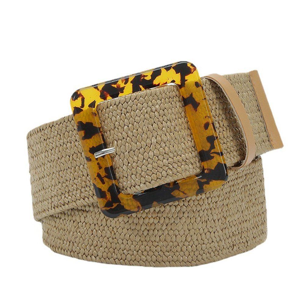 BSUNS Thắt Lưng Đan Cói Họa Tiết Da Báo Phong Cách Bohemian Cho Nữ