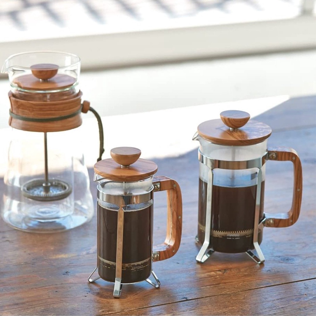 Bình Pha Cà Phê French Press Hario Cafe Press Olive Wood 600ml