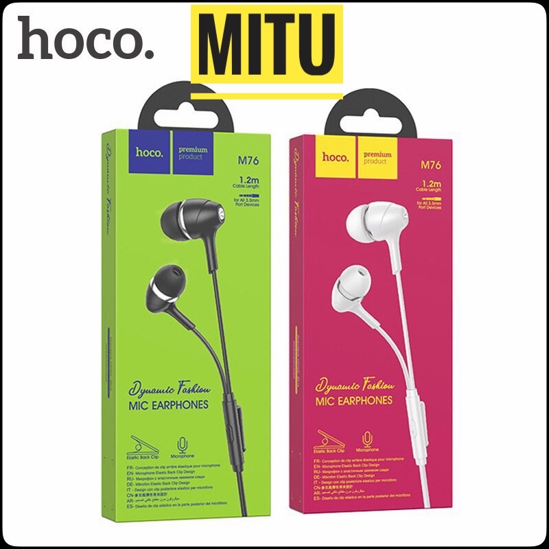 Tai nghe dây Hoco M76 có micro, âm thanh cực hay jack cắm 3.5mm - CHÍNH HÃNG