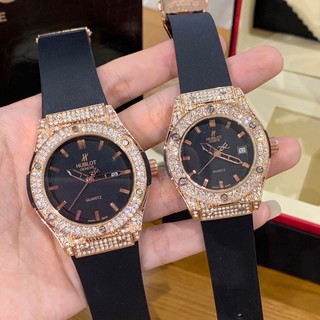 [Tặng hộp - Hỗ trợ xem hàng trước] Đồng hồ nam nữ Hublot - cặp đôi đính đá - Bảo hành 12th chống nước