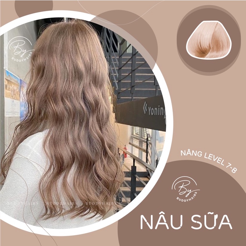 Thuốc nhuộm tóc Nâu sữa không cần dùng Thuốc tẩy tóc