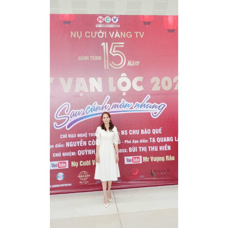 [ xả kho ] MiD Đầm trắng trơn cổ vuông V1260 tinh khôi Mie Design kèm ảnh thật