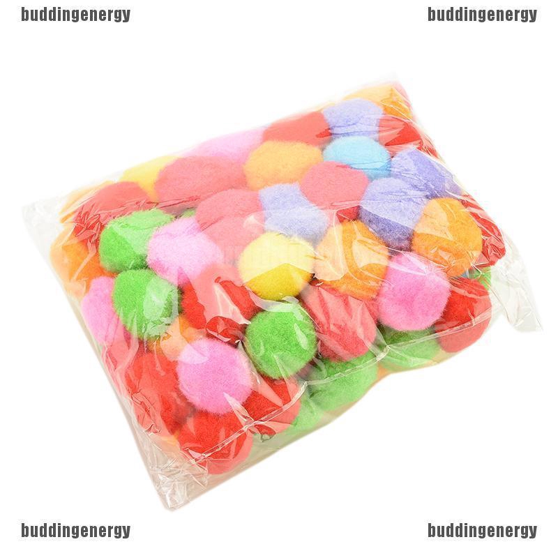 Set 100 quả pompom 10mm 20mm 30mm 40mm nhiều màu làm thủ công trang trí đa năng