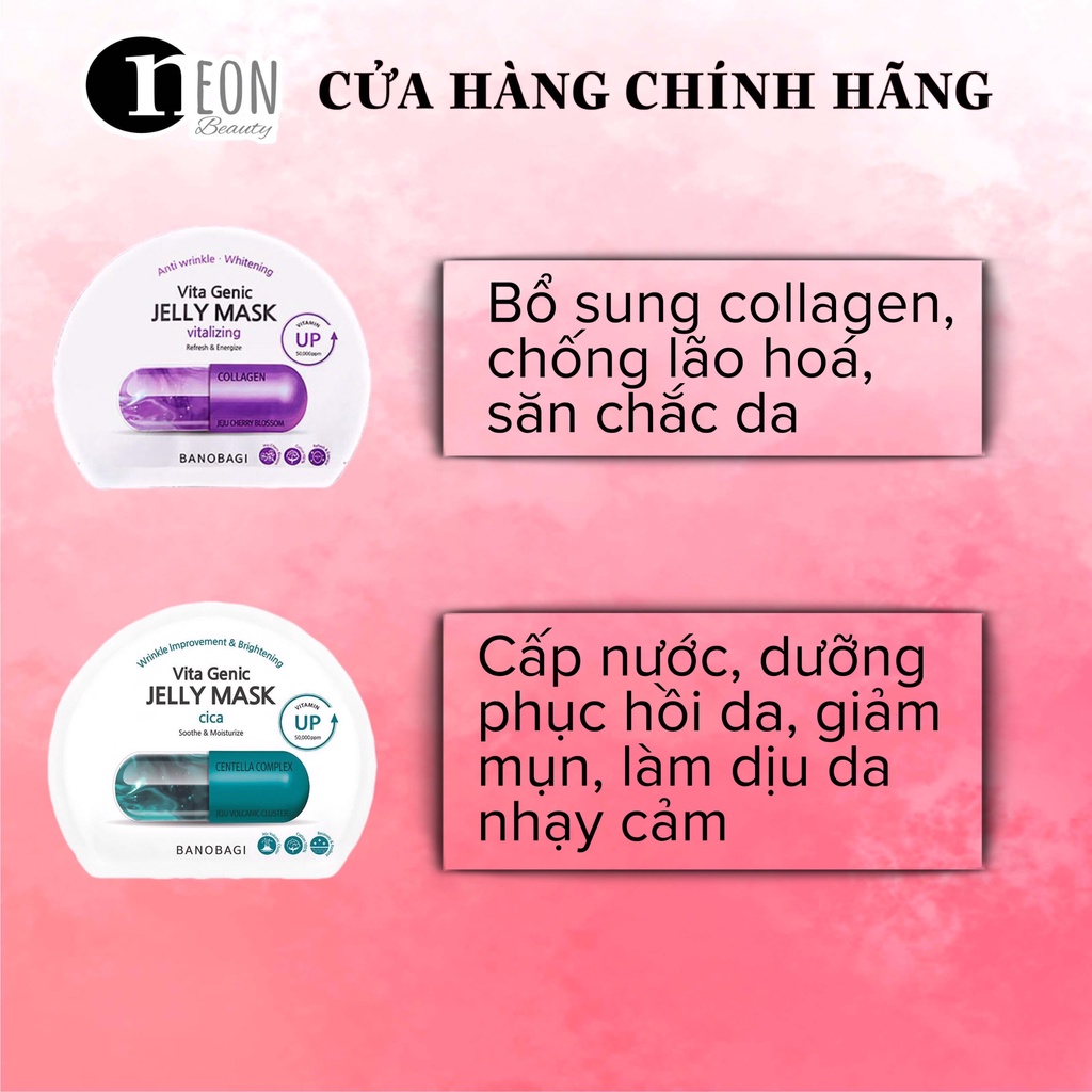 Hộp 10 miếng Mặt nạ Banobagi Vita Genic Jelly Mask 30ml - Mặt nạ thạch jelly mask cấp ẩm, dưỡng trắng, chống lão hóa
