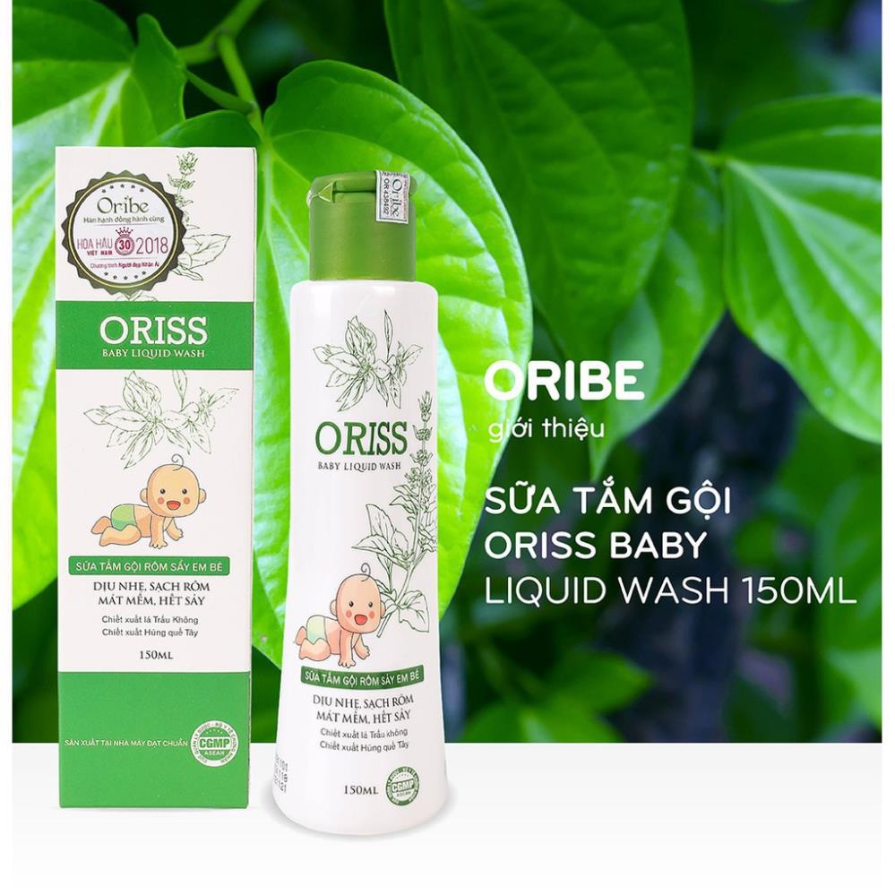 Sữa tắm gội cho bé Oriss Baby Liquid Wash – Hỗ trợ giảm rôm sảy (chai 150ml)