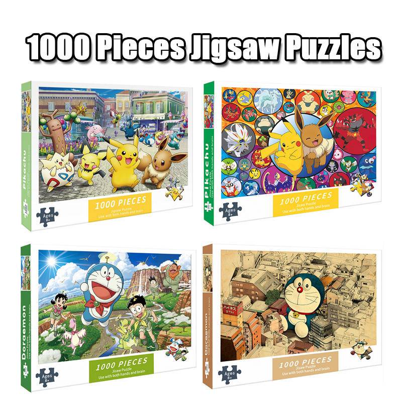 1000 Miếng Đồ Chơi Xếp Hình Doraemon Pikachu Cho Trẻ Em / Người Lớn