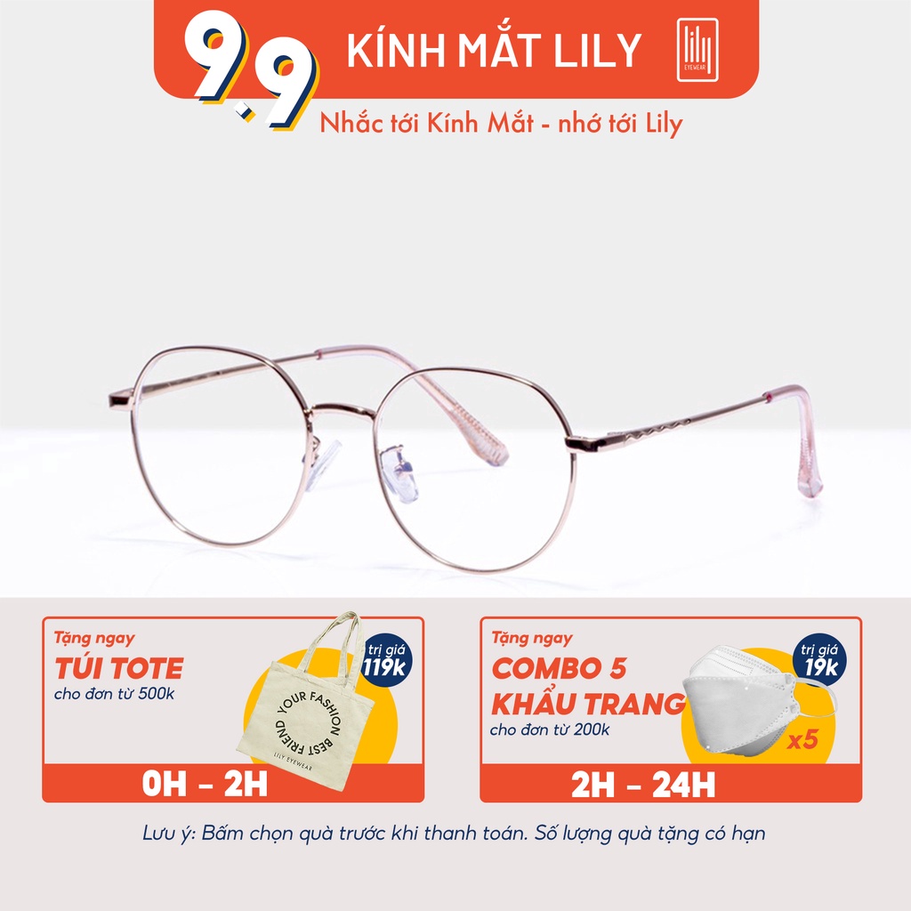 [Mã FARSBRV2 giảm 10% đơn 250K] Gọng kính cận nữ Lilyeyewear chất liệu kim loại thanh mảnh phù hợp khuôn...