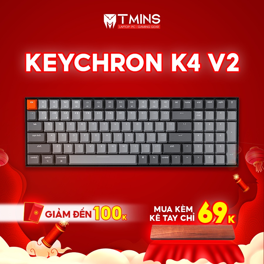 Bàn phím cơ Keychron K4 V2 (Hàng chính hãng) - Bảo hành 12 tháng