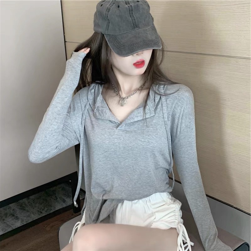 ÁO THUN DT CỔ CÚC MŨ LIỀN DÀI TAY