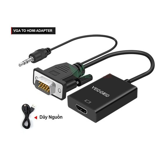 VEGGIEG VGA to HDMI & VGA Adapter with Audio Support VGA to HDMI VGA Splitter 1 in 2 Out