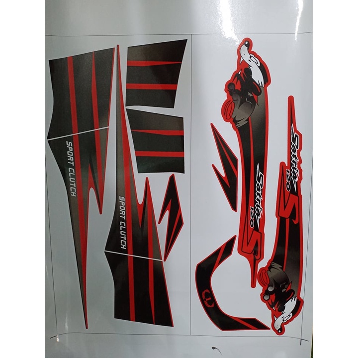 Tem rời satria xipo đầu chó dán xe đỏ