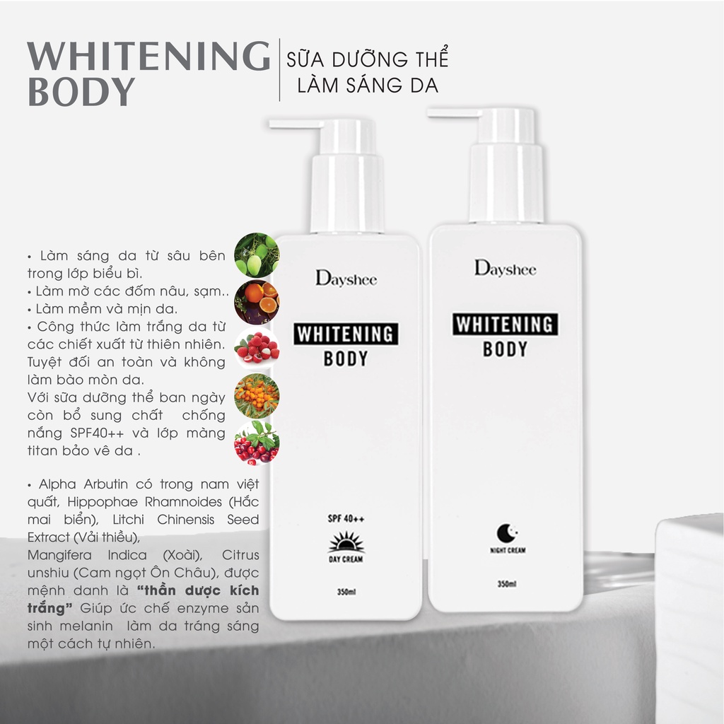 Dayshee Sữa dưỡng thể làm sáng da - Whitening Body (Đêm) 350ml