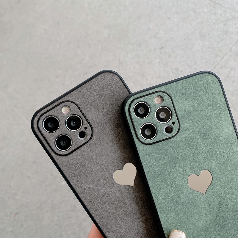 Ốp Điện Thoại Da Mềm Hình Trái Tim Thời Trang Cho iPhone 11 12 13 Pro Max 7 8 SE 2020 X XS XR Max 12Mini 13