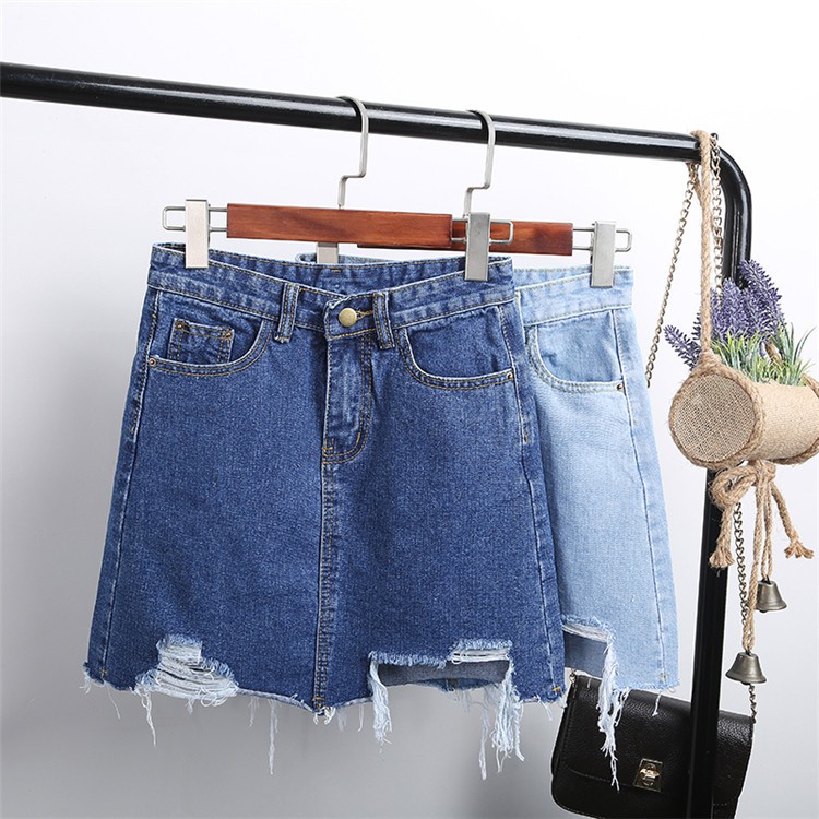 SUXI Chân váy jean Chữ A Lưng Cao Thiết Kế Không Đồng Đều Xinh Xắn Thời Trang Dành Cho Nữ