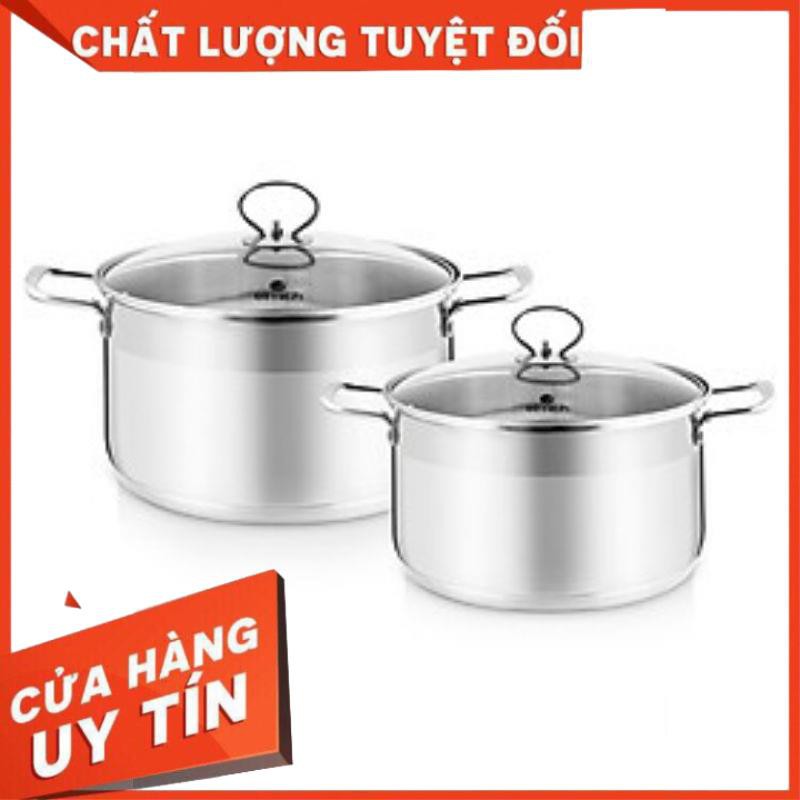 Nồi inox 304 Elmich nắp kính size 20cm có chia vạch bên trong nồi, hàng chính hãng