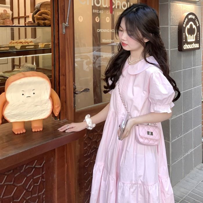 Đầm Hồng Cổ Búp Bê Phong Cách Thời Trang Nhật Bản Dễ Thương Xinh Xắn Cho Nữ