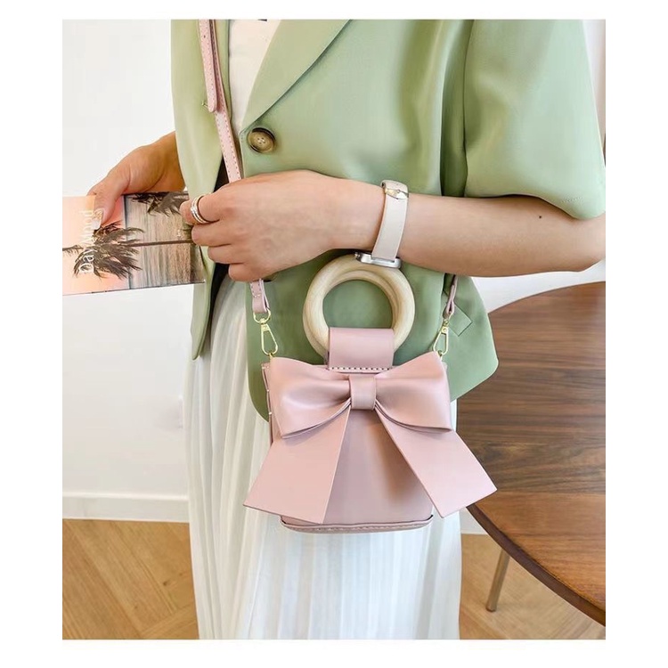 Túi Xách Handmade, Túi Nơ Da PU Quai Xách Tròn ❤️ Quà Tặng Sinh Nhật Bạn Gái Vô Cùng Ý Nghĩa