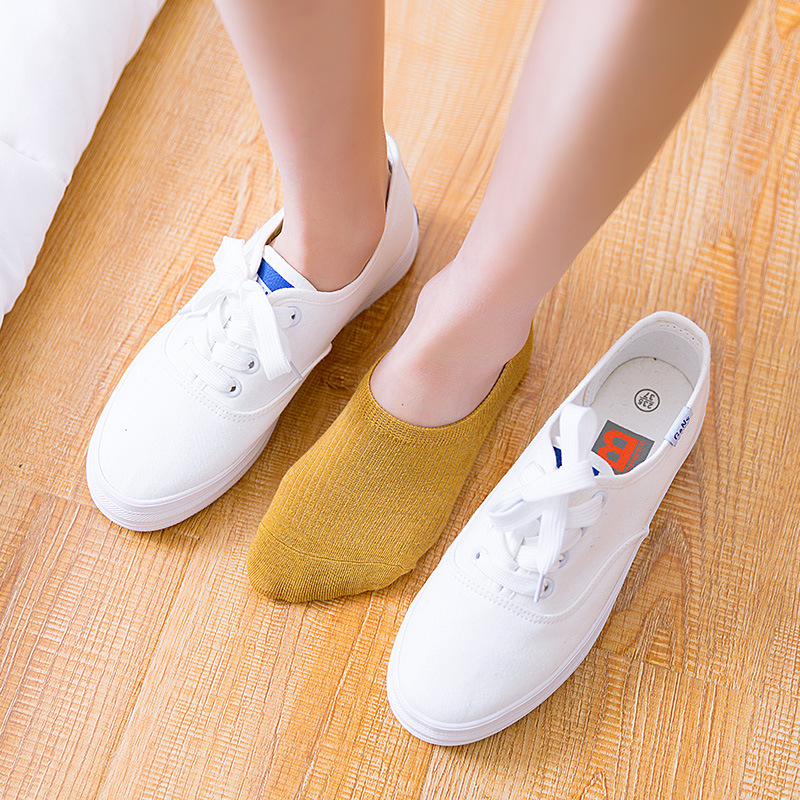 Đôi vớ ngang gót chân bằng vải cotton thoáng khí họa tiết kẻ sọc phong cách Nhật Bản Hàn Quốc cho nữ