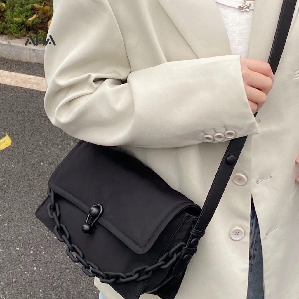 Túi Xách Đeo Vai Phối Dây Xích Thời Trang Pháp Sang Trọng Dành Cho Nữ